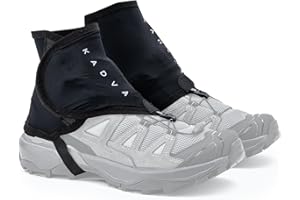 KADVA Gamaschen Wandern ELURRA Schwarz Schlamm-Wasserschutz Elastisches Material Starker Klettverschluss Einfaches Tragen Niedrige Konstruktion Schnürverschluss Ideal für Langlauf