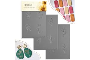 Keoker Polymer Clay Textur Blätter, Geburtsmonat Blume Ton Textur Matte für die Herstellung von Ohrringen Schmuck, Polymer Clay Ohrringe Werkzeuge, Floral Clay Textur Stempel