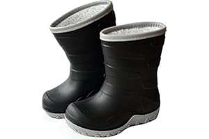 Greentiming Kids Warm Lined Thermal Wellies, Toddler Waterproof Winter Boots Fur Fleece Lined Cozy Wellintong Boots for Boys Girls