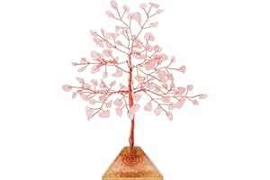 FASHIONZAADI Kwarc rózowy kamien krysztalowy drzewo dla Feng Shui Bonsai uzdrawiajace krysztaly drzewo pieniedzy równowazenie czakry dom stól i wystrój ogrodu swietny zestaw upominkowy rozmiar: 7-8 cali (drut miedziany).