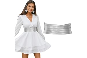 LEACOOLKEY Women Wide Leather Belt for Dress Chunky Elastic Stretchy Belt for Women Thick Obi Cinch Belt