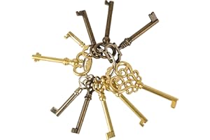 UNIQANTIQ HARDWARE SUPPLY Skeleton Key Set Reproduction for Antique Furniture - Cabinet Doors, Grandfather Clocks, Dresser Drawers | UA-170-KS