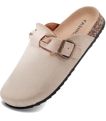 ZEDARO Sandales Mules Plates Daim Femme – Sabots D'Été Bout Rond, Dos Nu Confort, Mocassins Sans Lacet Mode