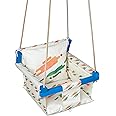 BOFFLE Cotton Swing for Kids, Jhula for Baby, Wooden Baby Swing Hanging Indoor Outdoor, Baby Garden Swing with Safety Belt & 2 Pillows (6 Months to 4 Years) (Up to 20 kg)