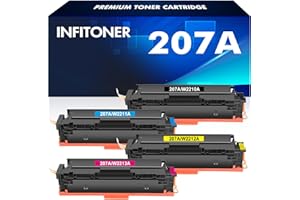 INFITONER 207A 207X MFP M283fdw Toner: Multipack Ersatz für HP 207A 207X Color Laserjet Pro M282nw M255dw M283fdn M283 M282 M255 Keine Chip W2210A W2210X W2211A W2212A W2213A