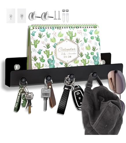 Organisateur Mural 3-en-1 Porte-clés, Courrier Et étagère - Bois De Paulownia, Style Farmhouse - 4 Crochets Doubles