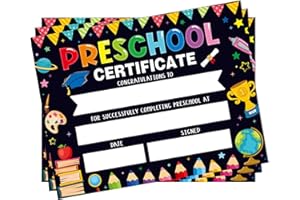 ADDUSTER 30 Pieces Preschool Graduate Certificates Colourful Kindergarten Diplomas PreK Graduation Supplies Children's Student Achievement Awards 8.5 x 11 inches (Black)