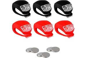 LICHENGTAI 6 Pièces Lumière de Vélo Avant et Arrière en Silicone Lampe de Vélo LED Ensemble Phare de Vélo Étanche et Feu Arrière pour Route Vélo de Montagne, Mini Feux de Vélo