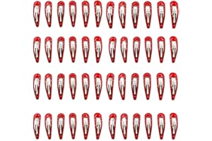 ALLSORTS 48 Pack Girls Bendies Snap Clips Hair Accessories School Hair Grips Clips Slides (Red) 4.5cm