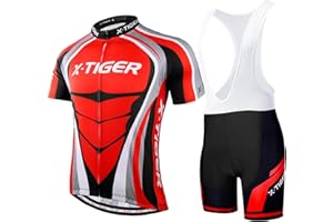 X-TIGER Hombres de Bicicleta con 5D Gel Acolchado MTB Ciclismo Maillots Tirantes Culotte Pantalones Cortos Culotes