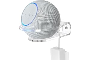 HomeMount Wall Mount Holder for Dot 4th/5th Gen, Dot Max & HomePod Mini, Transparent Acrylic Speaker Bracket with Protective Guard, Saves Desk Space & Keeps Your Room Neat (Dot Max-1 pack)