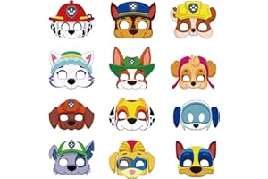 Deluisho Maschere Bambini Feste Animali, 12PCS Maschere di Pattuglia Canina In Festa dei Bambini Paw Dog Patrol Compleanno Party Favor Forniture