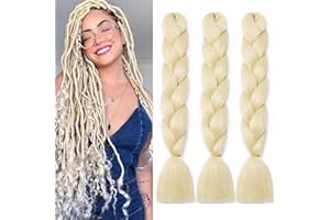 CYBELLEZA Treccia Extension Capelli Intrecciate Finti Estensioni Treccine Africane Sintetica 3 Bundles 300g Ombre Jumbo Braiding Hair Kanekalon Fibre,Bleach Blonde