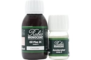 Rubio Monocoat Oil Plus 2C Wood Finish, 5 m² - Chocolate | Quick-Dry, Eco-Friendly Linseed Formula for Indoor Surfaces | Includes Accelerator (Part B) | Protector | 130 ML