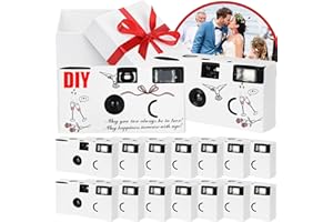 Kanayu DIY Disposable Cameras White Disposable Camera with 35mm Iso 400 Film Bright Flash for Weddings, Baby Showers, Birthday Parties, Anniversary Events, Easy to Use, Vintage, 14