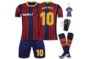 Byhsoep Camiseta de Fútbol,Conjunto de Fútbol de Jersey para Niños,Jersey Sets Kids, con Camiseta,Deportiva de Fútbol con Pantalones Cortos,Calcetines y Placa Protectora de Rodill