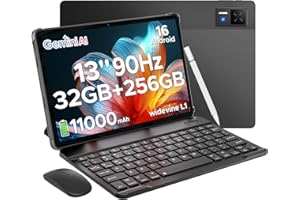 DOOGEE U13 Android 16 Tablet 13 Pollici, 32GB+256GB, 11000mAh Batteria+7,5 mm Telaio, UNISOC T7280 Octa Core, 13MP+5MP Tablet con Tastiera, Quattro Altoparlanti/Widevine L1/Face ID/GPS/BT5.0/OTG- Nero