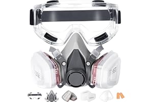 BOLTX 6200 Reusable Dustproof Active Carbon Respirator Mask with Gas Mask Filter, Glasses, 18 Accessories for Dust, Formaldehyde, Painting, Welding & Polishing | Reusable Face Mask, Dust Mask, Respirator