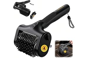 Elektrisk grillborste med batteri, 2 steg och LED-ljus för grillgaller