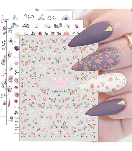 5 Blatt 3D Nagelsticker Vier Jahreszeiten Blumen – Selbstklebend, Für Natur- & Acrylnägel