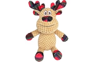 SHOKUTO Hundespielzeug Weihnachten, Quietschendes Rentiere, langlebige Zahnreinigung, interaktives Plüsch-Hundespielzeug, Welpen, kleine und mittelgroße Hunde