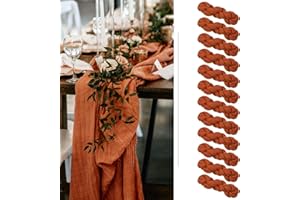 SHOWGEOUS 12 Pack Cheesecloth Table Runner Terracotta Table Runner 90 x 300cm Long Semi-Sheer Fabric Cheese Cloth Table Runners Boho or Rustic Wedding Decor for Wedding Bridal Shower Baby Shower Holiday Party