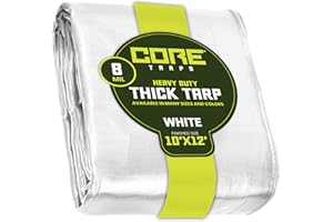 CORE TARPS Core Tarp - Tarpaulin Waterproof Heavy Duty(155 g/m²|10′ X 12′ | 3m X 3.65m|White-8 Mil) UV Resistant, Tear Proof, Protective Poly Tarpaulin with Reinforced Edges for Multi-purpose usage