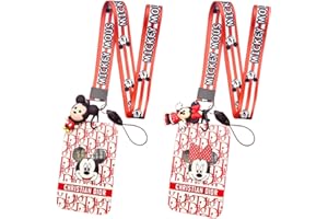 FISAPBXC Cartoon Lanyard, 2 PCS Mickey Minnie Lanyard, Courroie de Cou de Lanière, Lanière De Téléphone Mignon, pour Carte d'Identité, Clés, Fournitures Scolaires de Bureau (Rouge)