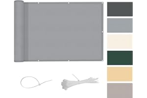 COOL AREA Brise-Vue pour Balcon PES Couverture de confidentialité Écran Vent Protection UV Opaque Résistant aux Intempéries,85x100cm,Grey(Personnalisation)