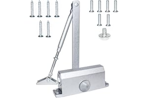 GMMG Chiudiporta Automatico Idraulico Regolabile Molla Chiudiporta per Porta con Chiusura Automatica per Uso Commerciale/Residenziale (Argento)