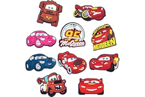 Lightning McQueen Charmes de Chaussure, Pins pour Chaussure McQueen Cars, 10Pcs Ubephant Deco Chaussure McQueen Cars Accessoires Chaussure Charms Cadeaux D'anniversaire Cadeaux de Fête pour Enfants