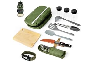E EASTSTORM Pacchetto Utensili Set da Cucina da Campeggio,Campeggio Accessori Utili Adatto per Pentole Stoviglie Campeggio,Leggero,Impermeabile e Facile da Riporre,Adatto per l'escursionismo