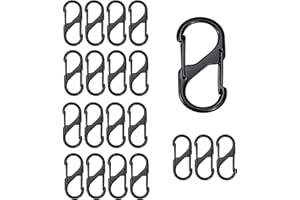 FHGLER 20 Stück S Karabiner,32mm Schwarz Doppelkarabiner,Aluminiumlegierung Karabinerhaken für Haushalt Wandern Outdoor Angeln