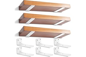 YFCVIP 6 Piezas Soporte Estanteria Pared, 12,7cm Escuadras Metalicas Invisibles, Soporte Balda Flotante Pared, Soportes En L de Metal Resistente En Pared con Tornillos (Blanco) 5in