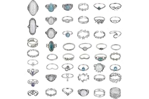 TUPARKA 46 Pcs Vintage Punk Rings Set Boho Joint Knuckle Ring Stackable Finger Rings Retro Jewellery Gift for Girls Women