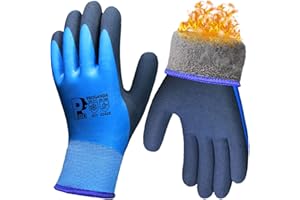PROGANDA Arbeitshandschuhe Winter Wasserdicht - Thermo Warme Winterhandschuh Montagehandschuhe Grip Winterarbeitshandschuhe Arbeit Doppelbeschichte Nylon Isolierte Handschuhe (Blau, S (1er Pack))
