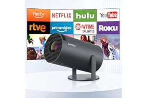 【Android 11.0】 HIPPUS Mini Videoprojecteur 4K, Retroprojecteur Portable WiFi 5G/2.4G Bluetooth, Projecteur Video avec Retournement à 180°, Auto Keystone Vidéoprojecteur Home Cinéma, Gris Fer