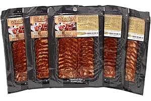 aBeiou. CHORIZO IBERICO DE BELLOTA LONCHEADO. CALIDAD EXTRA. Curado artesanalmente en Guijuelo (Salamanca). 500gr (pack 5 sobres 100gr)