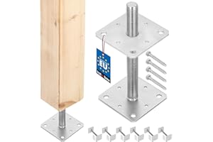 KOTARBAU® Set di 6 Supporto per Pali in Legno 110x110x250 mm Supporti Regolabili Pavimento Travi in Legno Zincato Manicotto di Ancoraggio Palo Staffa Pali Legno Fissaggio Pali Legno