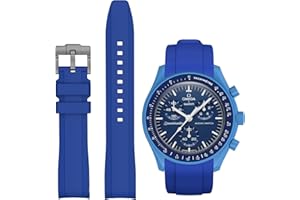 Stanchev Pasek do zegarka Omega x Swatch MoonSwatch, Speedmaster, 20 mm, miękki, gumowy, zamiennik, bezszwowy, zakrzywiony, dla mężczyzn i kobiet