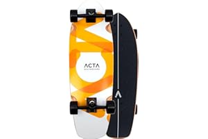 ACTA Surfskate Overlap 31" – Naranja y Blanco - Tabla de Surf de 7 Capas de Arce - Ideal para pumptrack, Cruising y Urban Carving