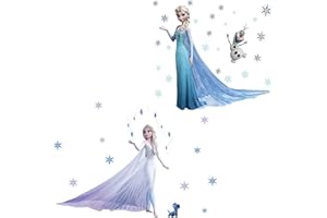 KIBI STORE Kibi 2PCS Adesivi Muro Frozen Camera Da Letto Bambini Adesivo Muro Bambini Disney Adesivi Murali Cameretta Frozen Stickers Muro Frozen Stickers Muro Elsa e Anna Adesivo Da Parete Decorazione Da Parete