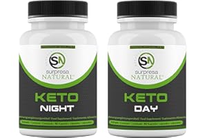 ‎SURPRESA NATURAL Keto Day & Night Stoffwechsel 180 Kapsel Sparpaket, Magnesium, Vitamin B6, Grünteeextrakt, L-Carnitin & L-Tyrosin, 1 Monat Vorrat