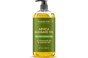 MAJESTIC PURE Arnica Muscle Sore Massageöl for Massage Therapy | Natürliches Öl mit ätherischen Lavendel, Kamillenölen – Mehrzweck-Ganzkörpermassageöl mit sofortiger Absorption – 8 fl. Unze. oz