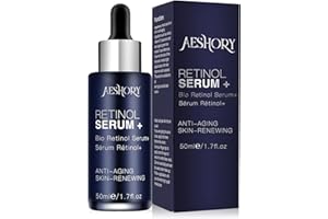 AESHORY Retinol Sérum 50ML para Cara/Cuello/Ojos, Alta Resistencia con 5% Retinol Puro, 30% Vitamina C, Vitamina E y Ácido Hialurónico - Suero Facial Antiedad para Hidratación, Reparar Arrugas