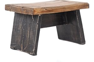 DESIGN DELIGHTS Sgabello in legno massiccio riciclato, 18,5 x 29 x 19,5 cm, stile shabby chic