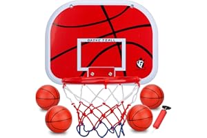 ANZMTOSN Mini Over The Door Wall Basketball Hoop Set, Small Indoor Basketballs Hoops Backboard, Wall Mount Hanging Basketball Board With 3 Balls and Air Pump For Home Office Sports Party Balls Game Kids Audlts