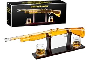 PARACITY Gun Whiskey Karaffe, Whisky Geschenkset für Männer, Whisky Karaffe mit Gläsern, einzigartige Whiskey Geschenke für Männer, 800ML Whisky-Dekanter für Likör Scotch Bourbon Wodka, Likörspender