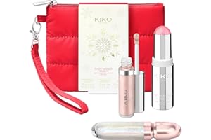 KIKO Milano Snow-Kissed Holiday Festive Besties Make Up Gift Set, Kit De Regalo De Maquillaje: Stick Para Labios Y Mejillas, Sombra De Ojos Líquida Y Aceite Labial