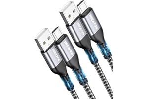 NINGKPOW Micro USB Kabel, [2Stück 2M] Nylon Ladekabel High Speed Android Handy Ladekabel für Samsung Galaxy S7/ S6/ S4/ J7/ J5/ Note 5, Huawei P Smart, Redmi, Nokia, Kindle, Wiko - Grau